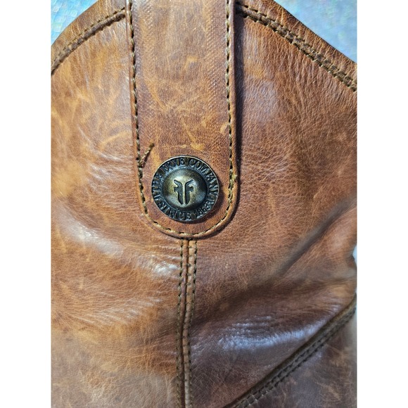 FRYE Women's Veronica Short Boots Brown Leather Western Ankle Booties Size 9.5B - Picture 6 of 8